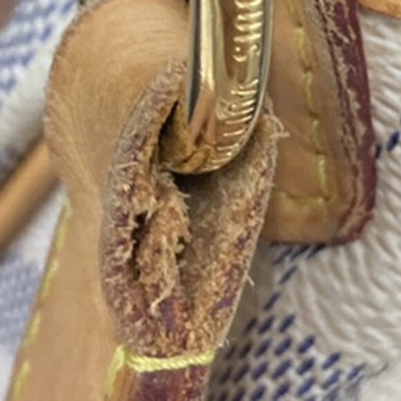 LOUIS VUITTON Siracusa MM Shoulder Bag Damier Azur Leather White - Picture 15 of 16